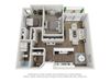 2 Bed, 1 Bath, 1000 sq. ft. Two Bedroom B floor plan